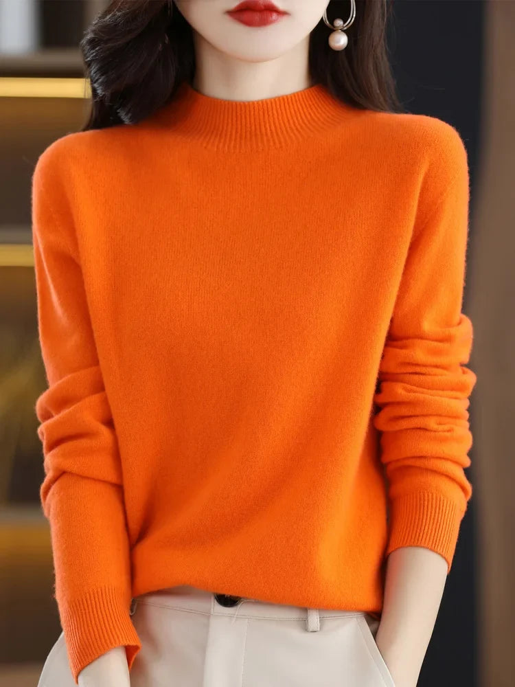 Damen Pullover mit Stehkragen Langarm