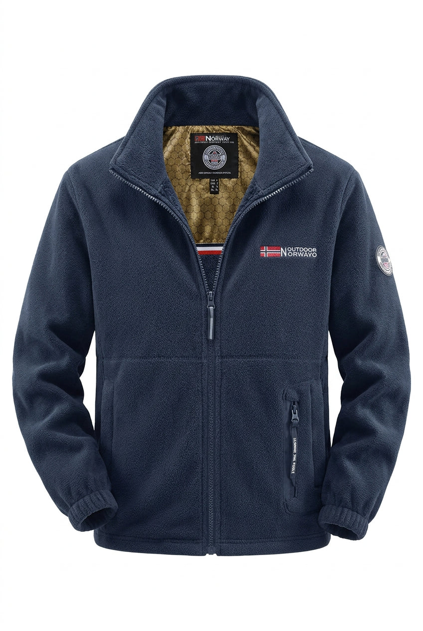 Heren winterfleecejas met capuchon en rits, gevoerd