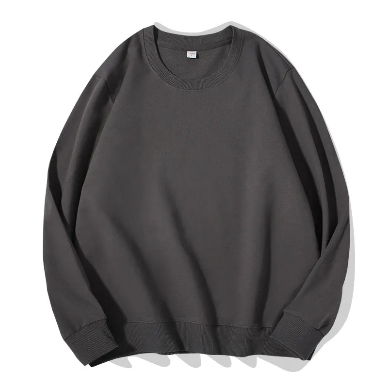 Unisex basic sweatshirt met ronde hals, lange mouwen, effen, geribde boorden, casual trui