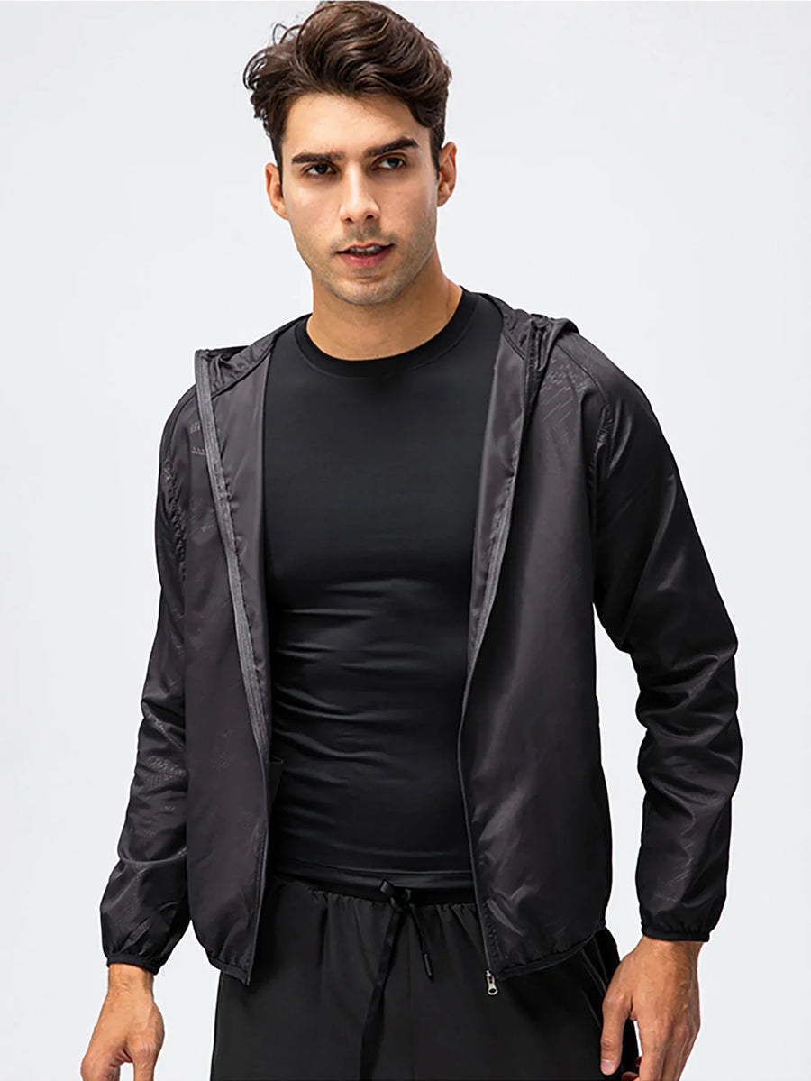 Leichte Kapuzenjacke Windbreaker Faltbar mit Reißverschluss Sportlich Unisex