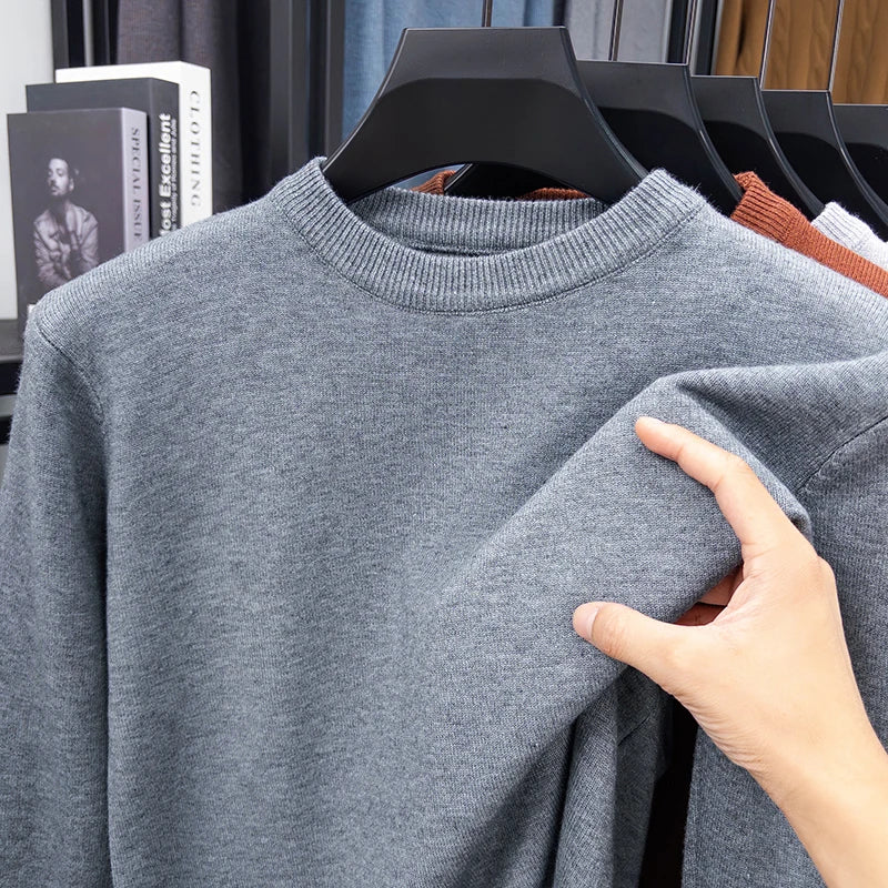 Unisex basic trui met ronde hals, lange mouwen en breisel