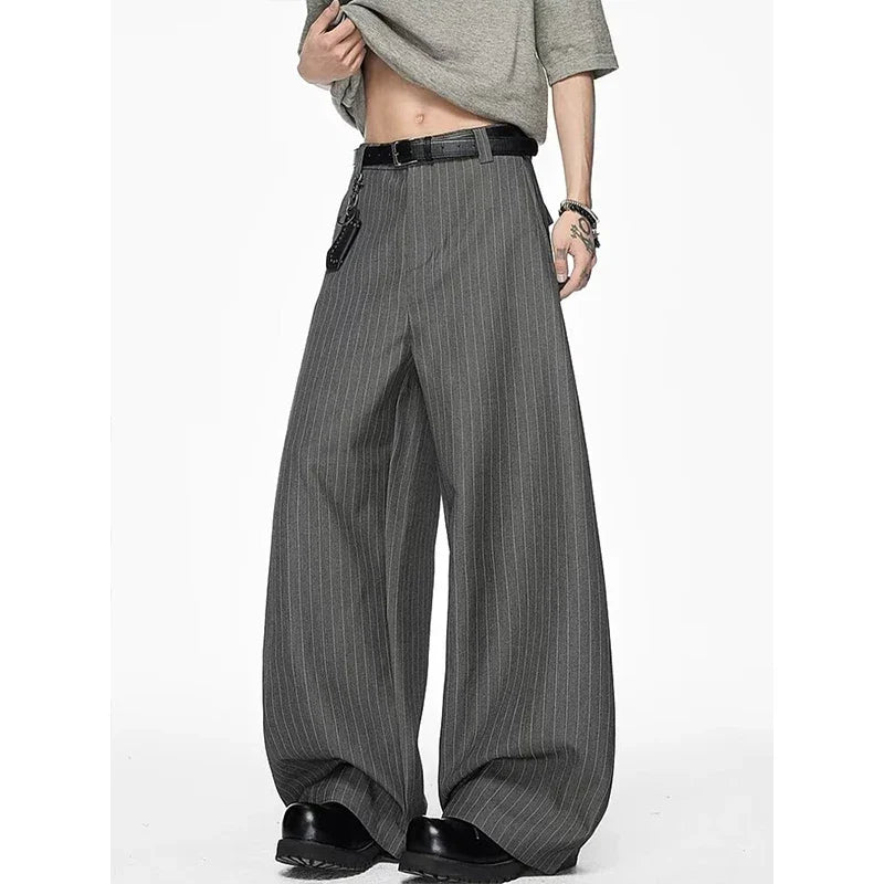 Weite Herrenhose Grau mit Nadelstreifen Elegant Freizeit