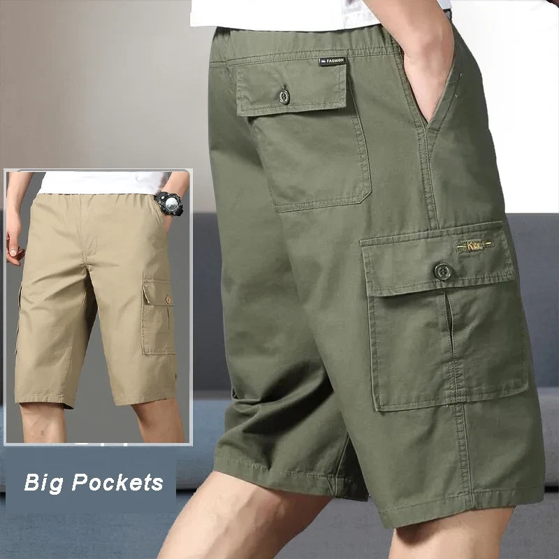 Herren Caprihose Cargo Shorts Freizeithose mit Taschen