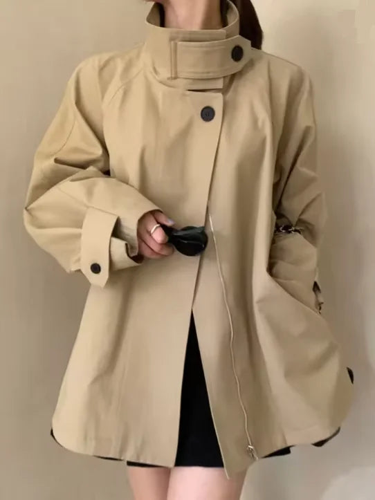 Damen Übergangsjacke mit Kapuze und Stehkragen