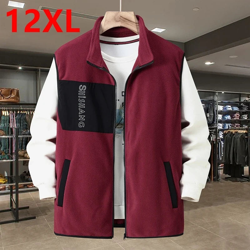 Herren Fleece Weste mit Stehkragen Reißverschluss Taschendetails