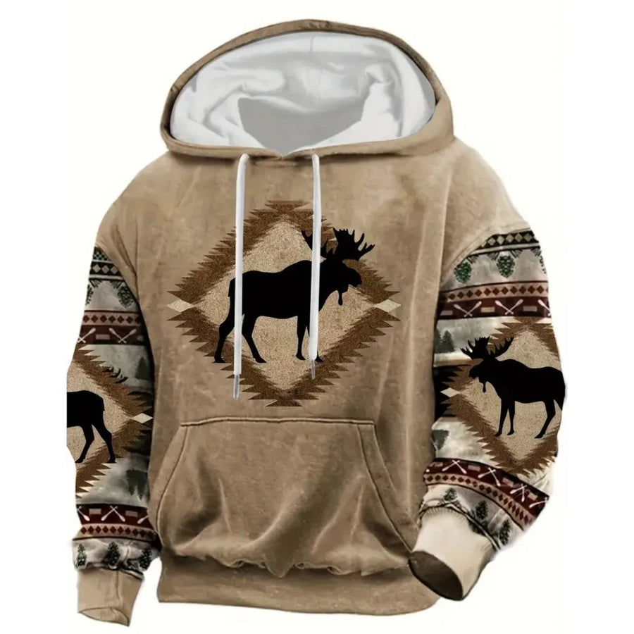 Hoodie mit Motivdruck, Kängurutasche, Kapuze und Kordelzug