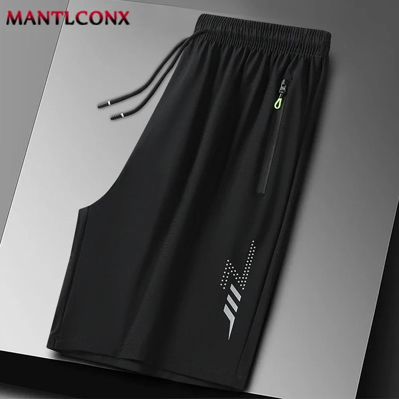Herren 3/4 Sportshorts mit Reißverschlusstaschen & Kordelzug, Grau