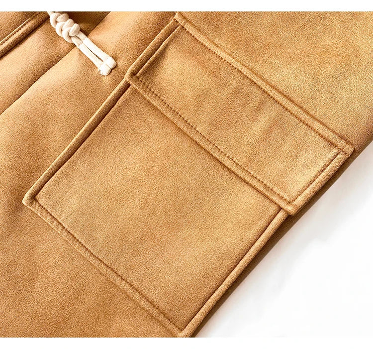Damen Dufflecoat mit Kapuze und Knebelverschlüssen in Camel