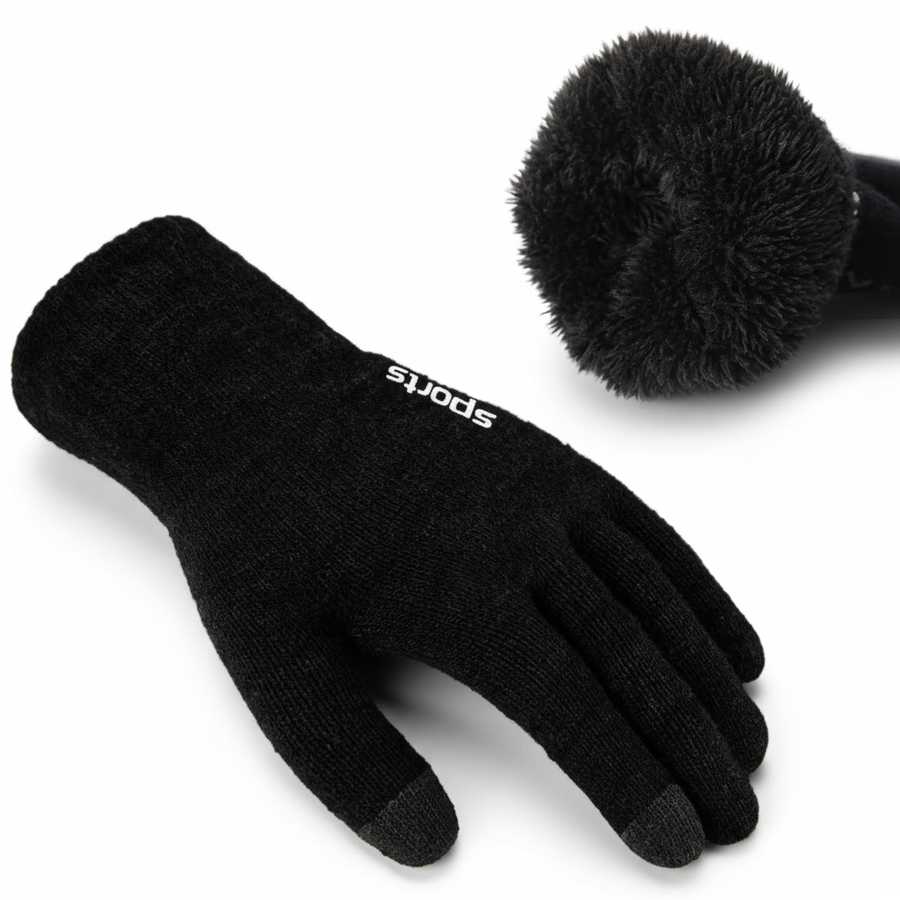 Unisex Winter Strickhandschuhe mit Touchscreen-Funktion & Teddyfutter