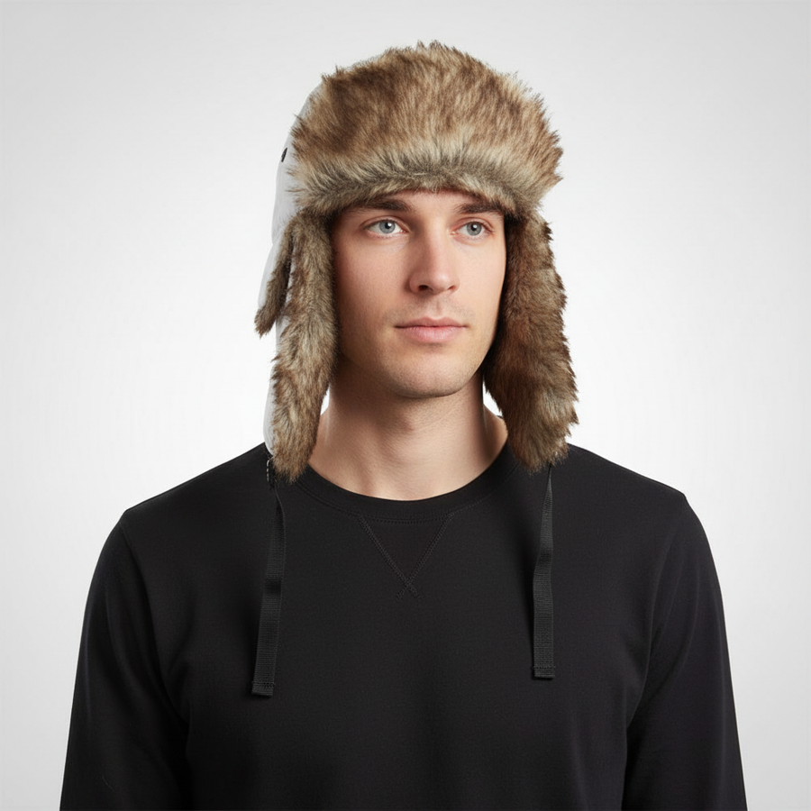 Winter Trapper Mütze mit Ohrenklappen und Kunstfellfutter