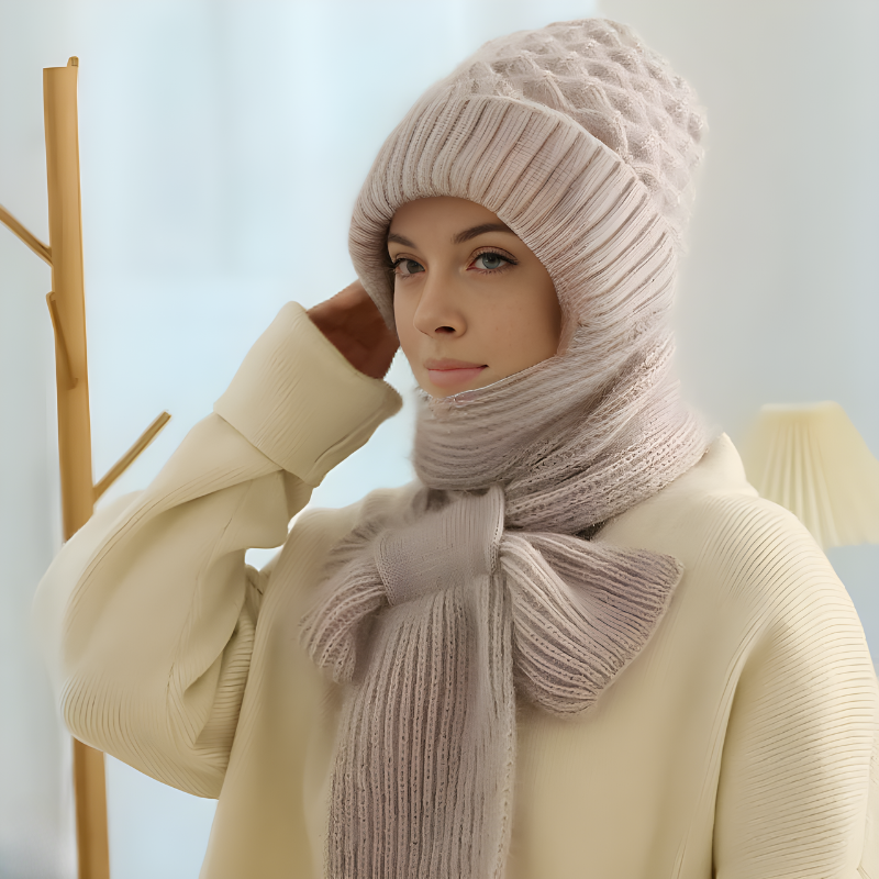 Winter Beanie Mütze & Schal Set Strickware Damen