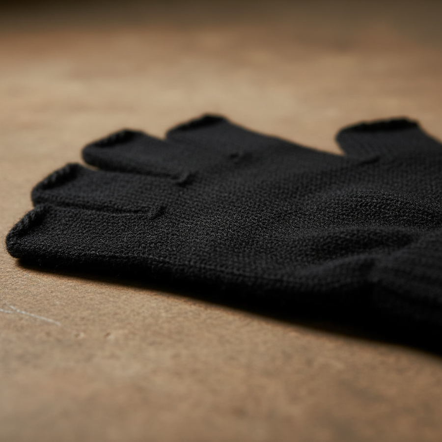 Schwarze Fingerlose Handschuhe Unisex Strick Optik Winter