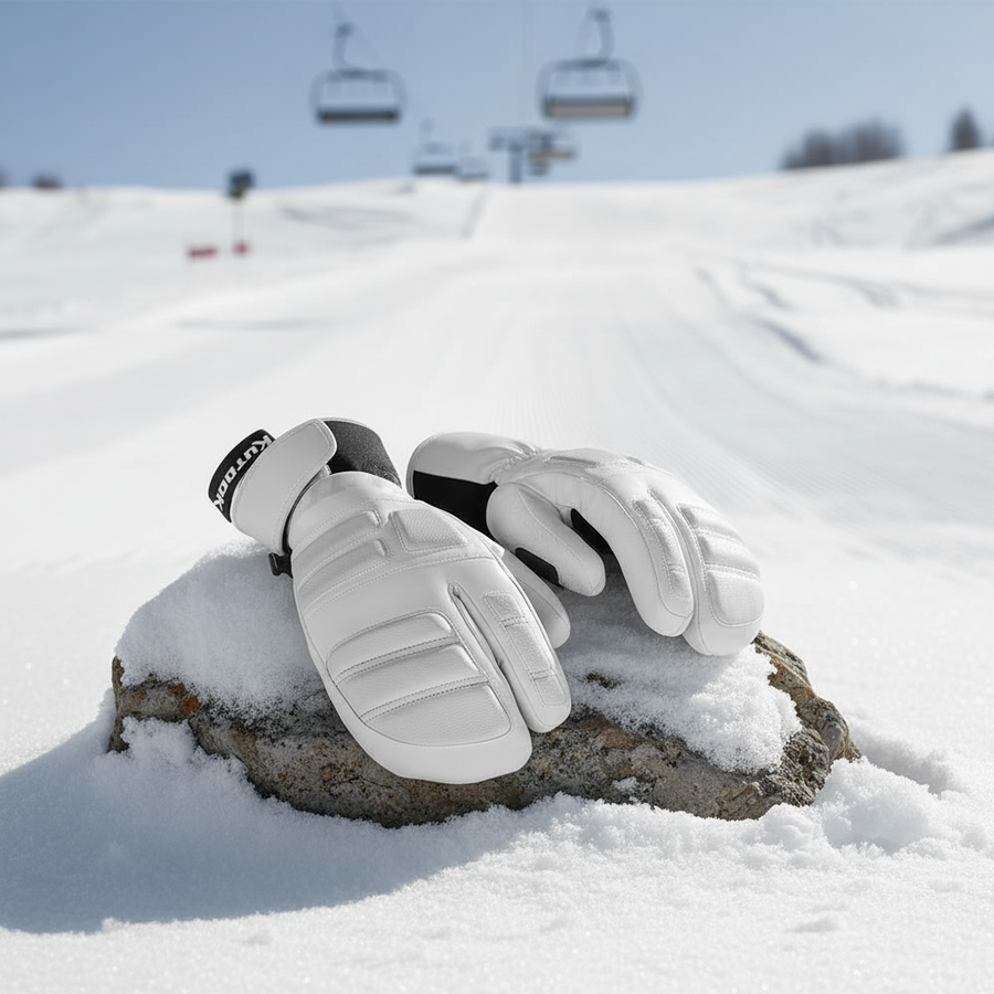 Winterhandschuhe Skihandschuhe Schwarz Weiß 3-Finger oder 5-Finger mit "PRO"-Schriftzug