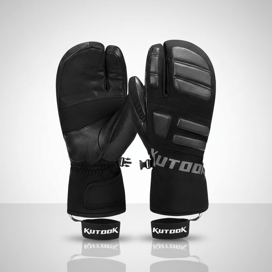 Winterhandschuhe Skihandschuhe Schwarz Weiß 3-Finger oder 5-Finger mit "PRO"-Schriftzug