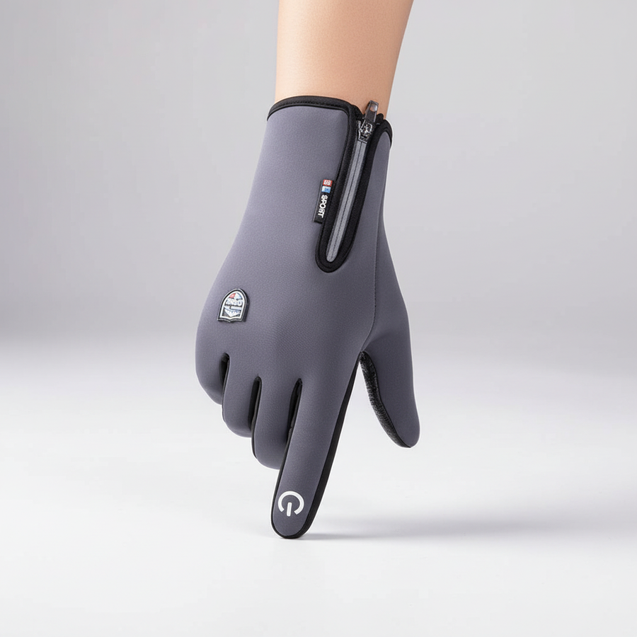 Unisex Touchscreen-Handschuhe mit Reißverschluss für Sport & Fahrrad in Blau, Schwarz, Grau