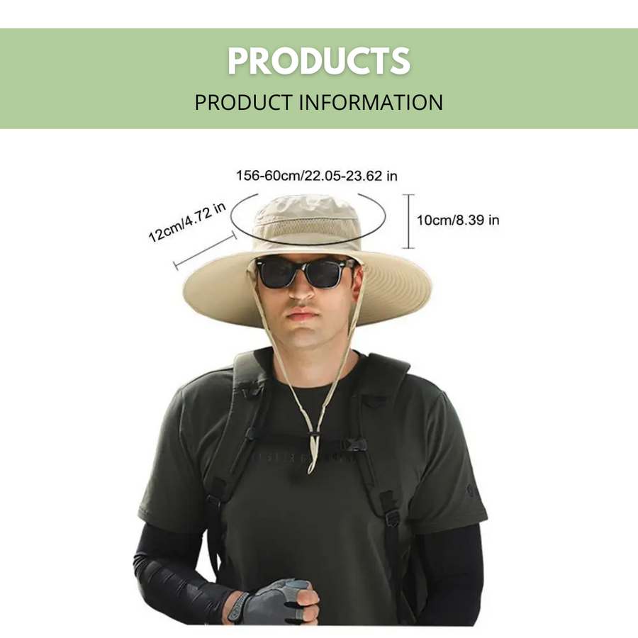 Sonnenhut mit Solarventilator, breiter Krempe und Nackenschutz für Outdoor-Aktivitäten