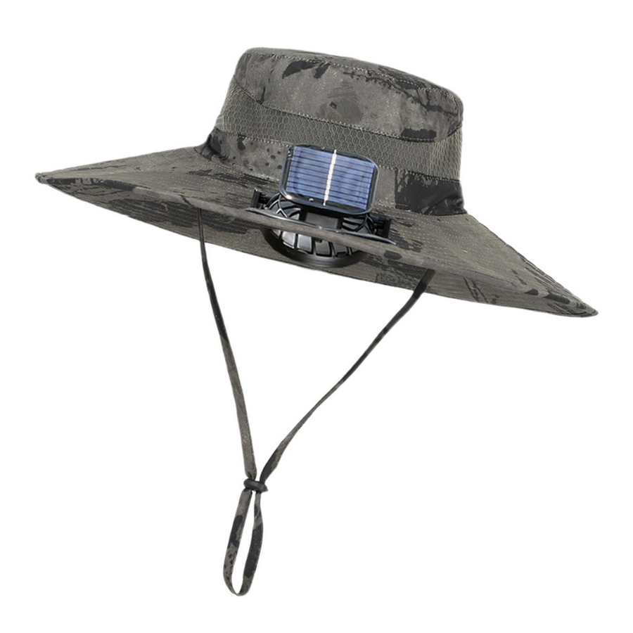 Sonnenhut mit Solarventilator, breiter Krempe und Nackenschutz für Outdoor-Aktivitäten