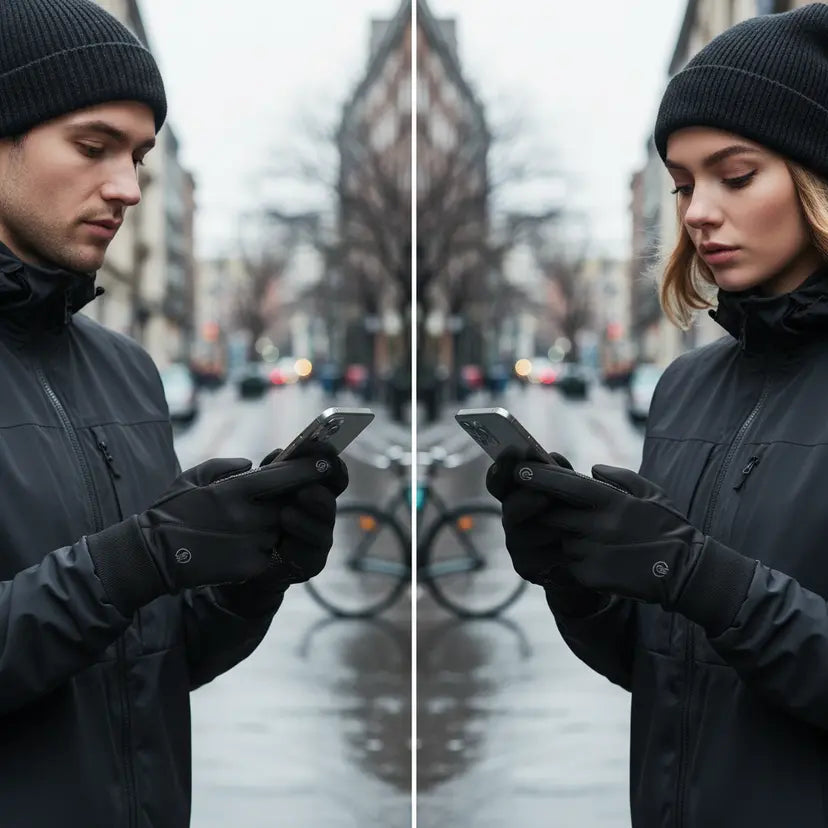 Unisex Winterhandschuhe Schwarz Grau Touchscreen Kompatibel Winddicht
