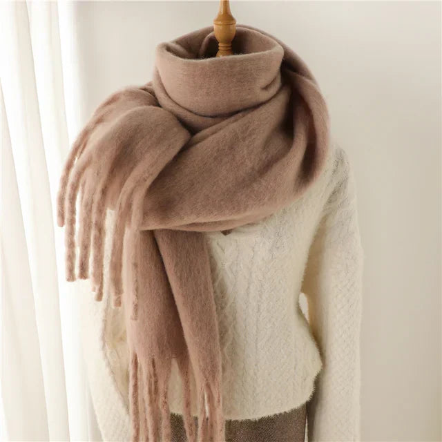 Weicher Winterschal mit Fransen Uni-Farben für Damen & Herren