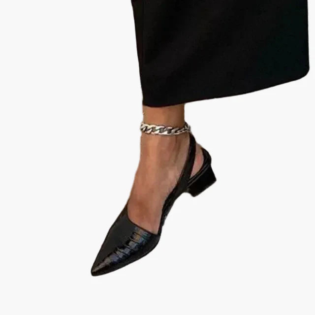 Damen Slingback Pumps mit Blockabsatz – Elegante spitze Vintage-Schuhe für Alltag und besondere Anlässe