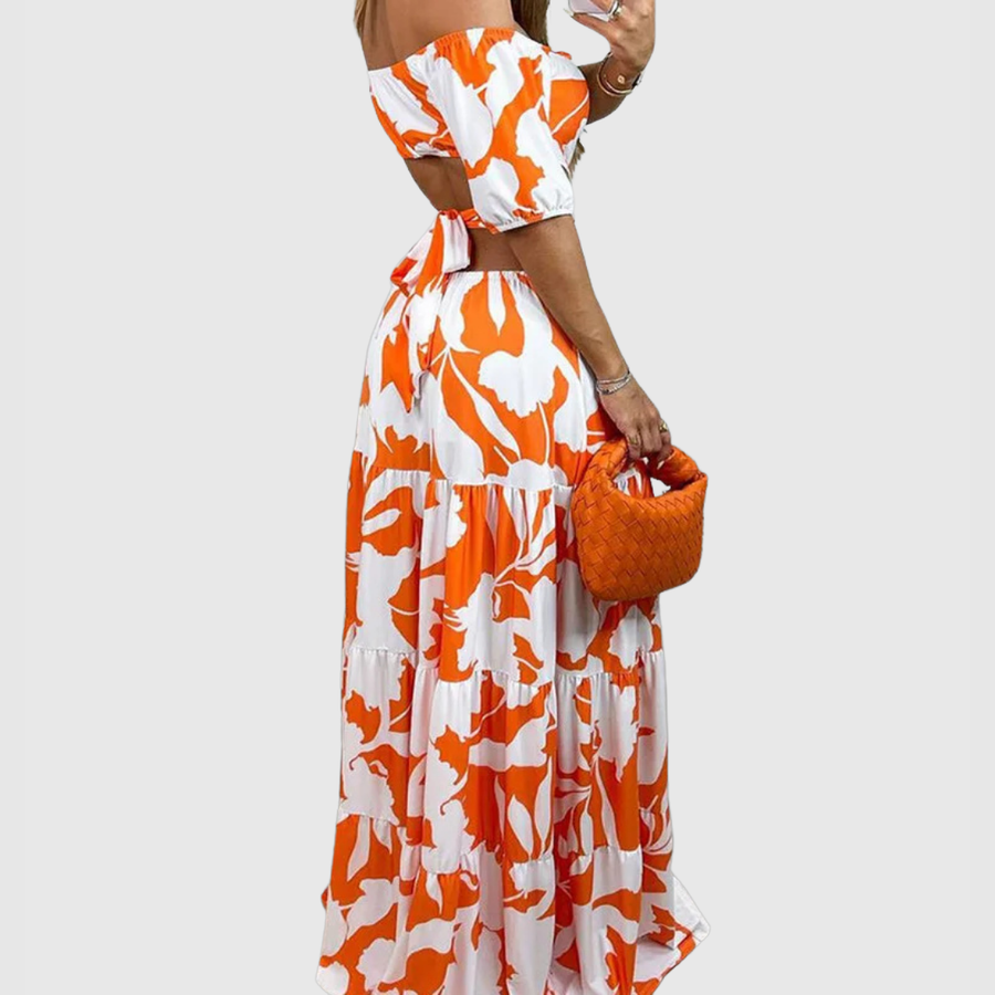 Damen Maxikleid mit Blumenmuster, Cut-Outs & Carmen-Ausschnitt