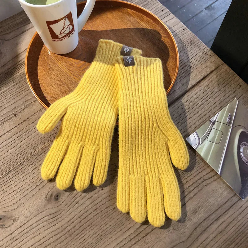 Unisex Winterhandschuhe Strickhandschuhe Gerippt mit Label-Detail