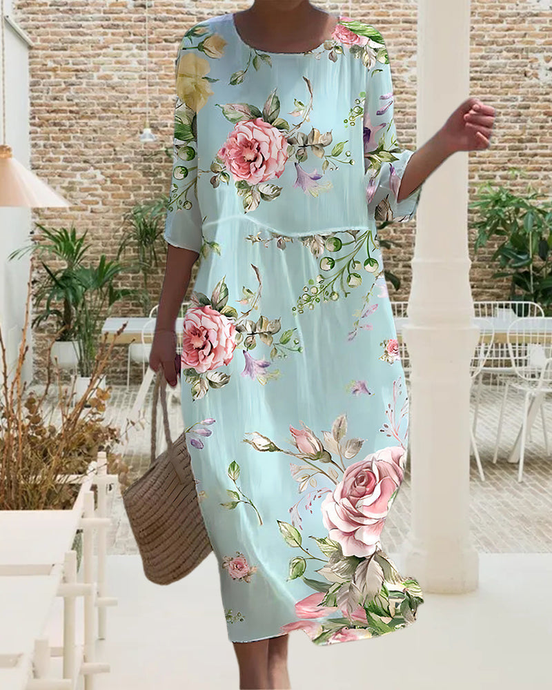 Damen Midi Kleid mit Blumenmuster – Eleganter Sommerstil für Alltag und besondere Anlässe