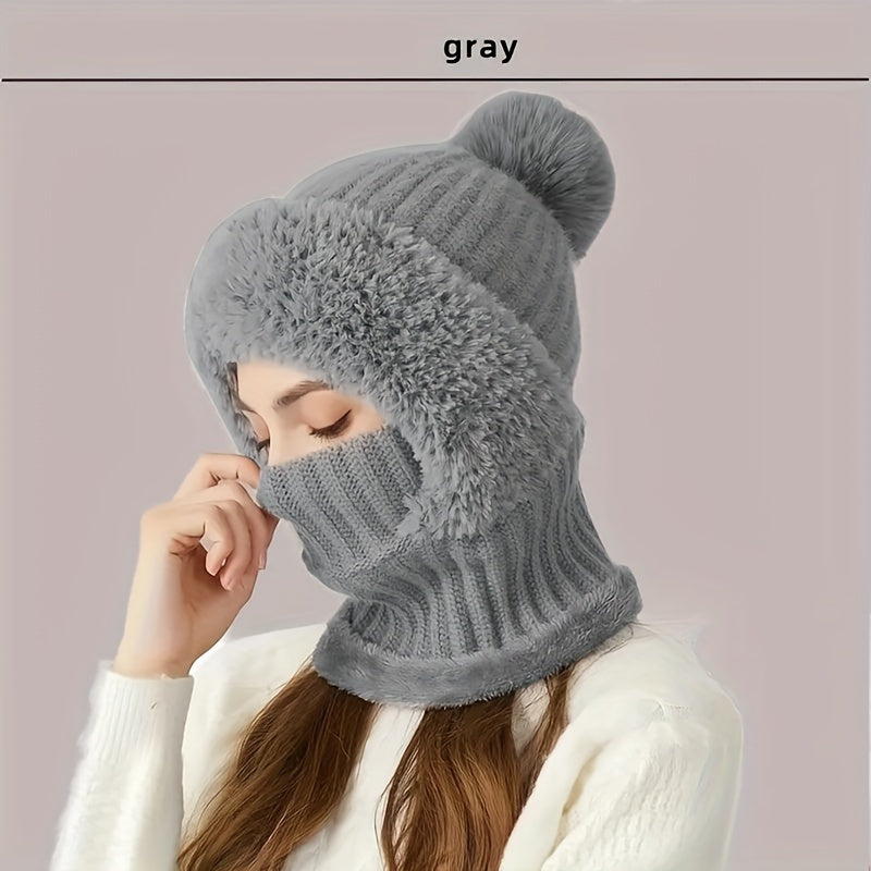 Wintermütze mit integriertem Schal und Gesichtsmaske, kuschelig gefüttert