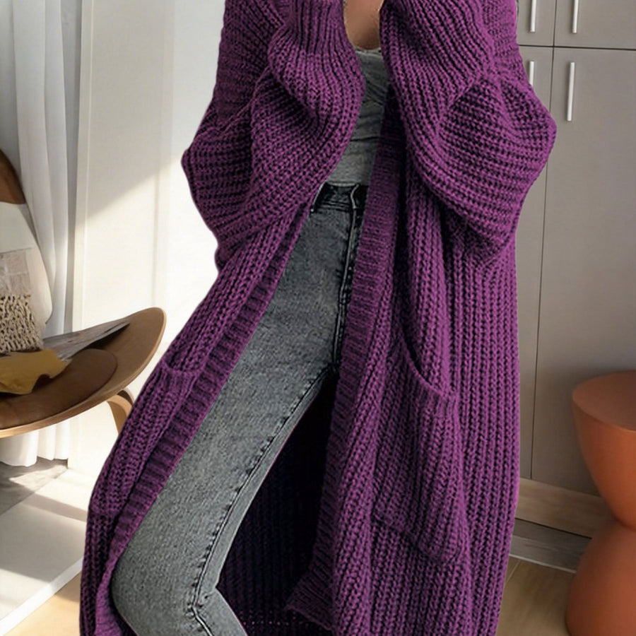Damen Oversize Longline Strickjacke mit weitem Schnitt und Taschen – Modische, lässige Strickjacke für gemütliche Outfits