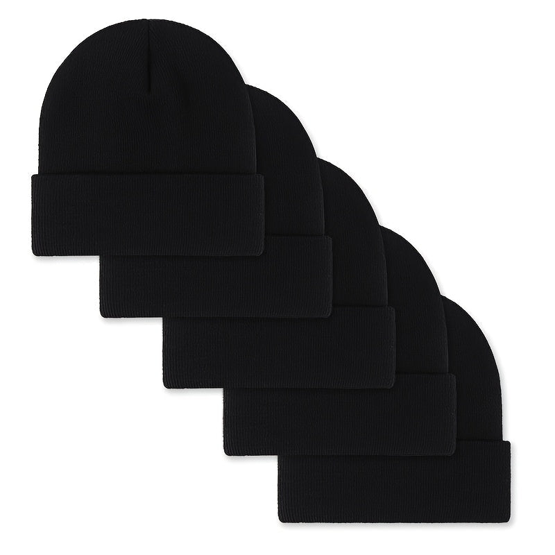 Unisex Mütze Beanie im 5er-Pack, Rippstrick, verschiedene Farben