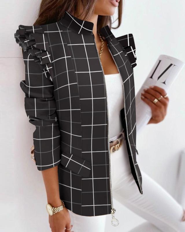 Carly – Jacke mit Leopardenmuster und Rüschen