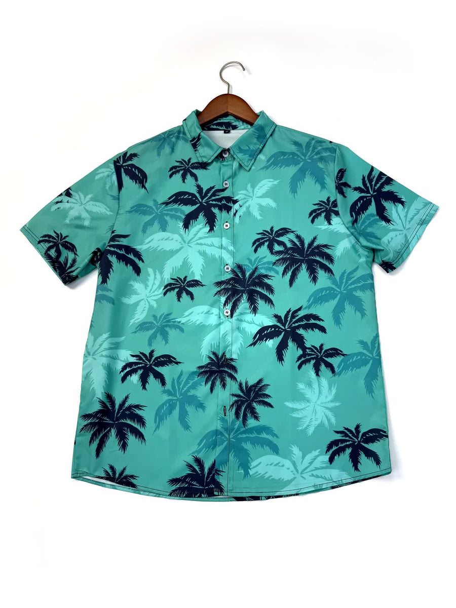 Herren Hawaiihemd Kurzarm – Sommerliches Freizeitshirt mit Palmenmuster für Urlaub & Strand