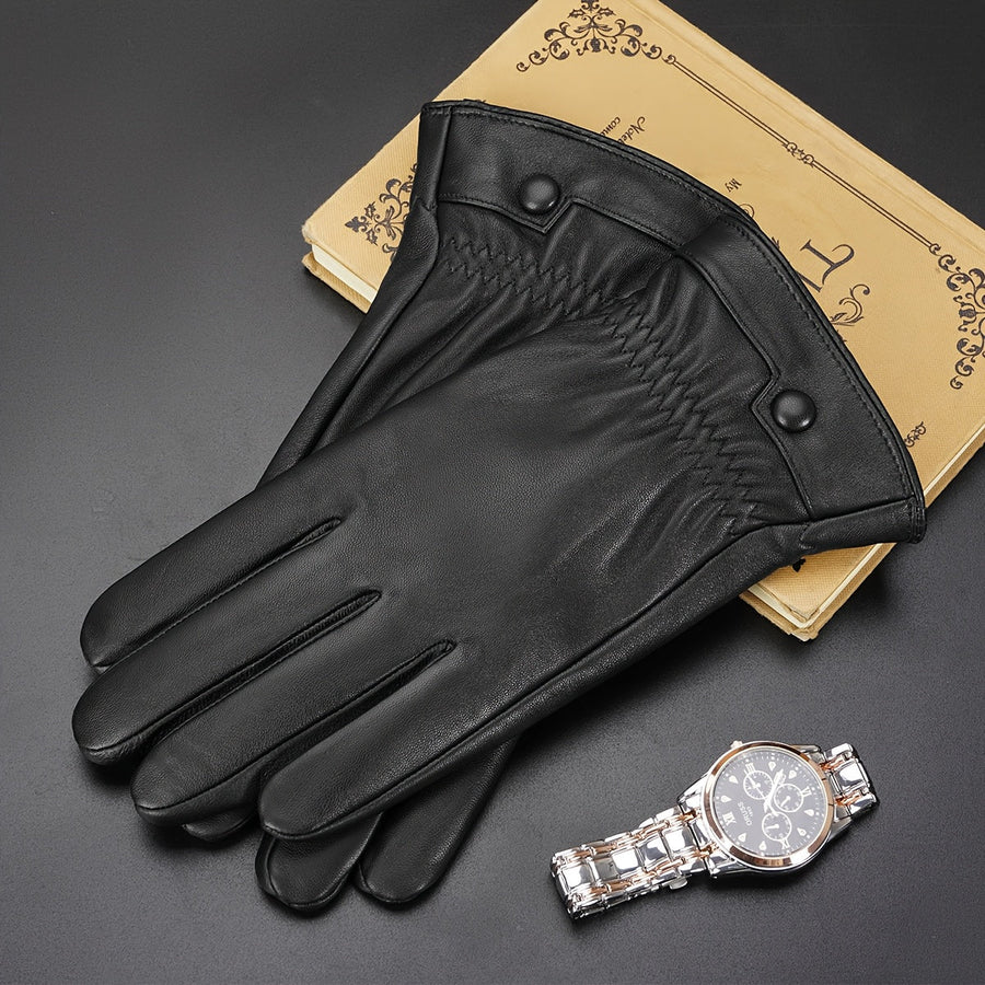 Unisex Handschuhe Schwarz mit Elastischem Bündchen