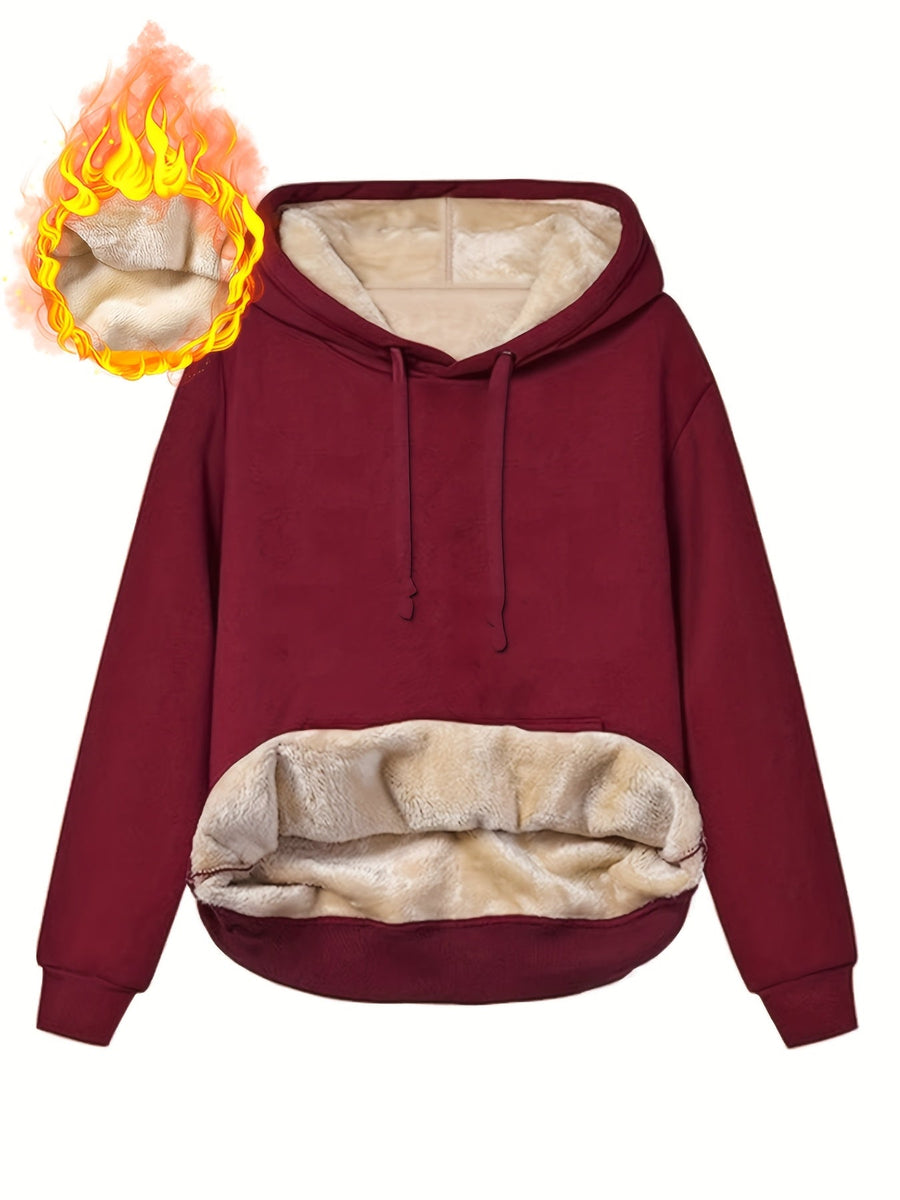 Unisex Hoodie mit Kapuze und Plüschfutter – Warmer Winter Pullover mit Kängurutasche