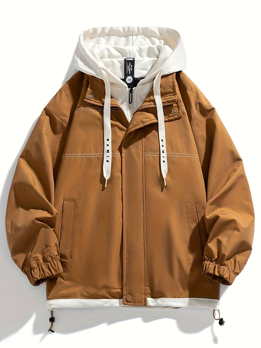 Unisex Jacke mit Kapuze und Reißverschluss, Farbe nach Wahl, Layer-Look, Frühling/Herbst