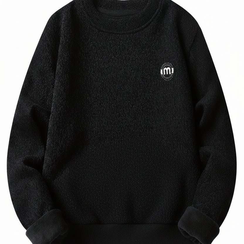 Unisex Winter Sweatshirt warm gefüttert Rundhals Grau Schwarz Khaki