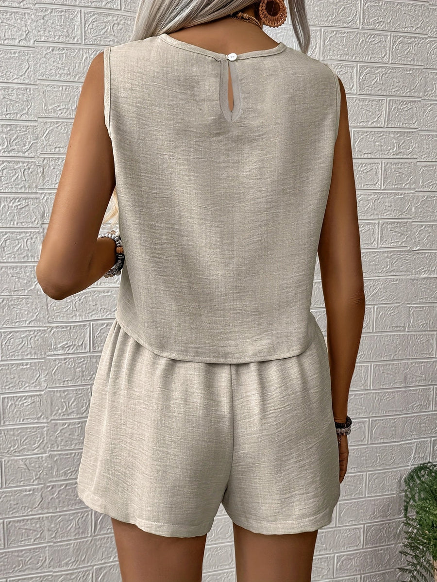 Damen Sommer Set Eleganter Zweiteiler mit Top und Shorts – Ideal für Freizeit und Urlaub