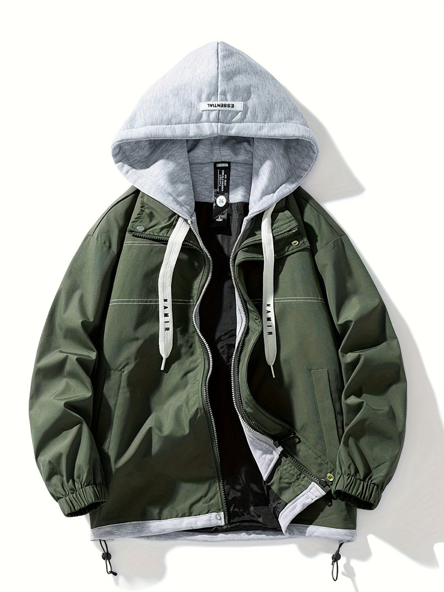 Unisex Jacke mit Kapuze und Reißverschluss, Farbe nach Wahl, Layer-Look, Frühling/Herbst