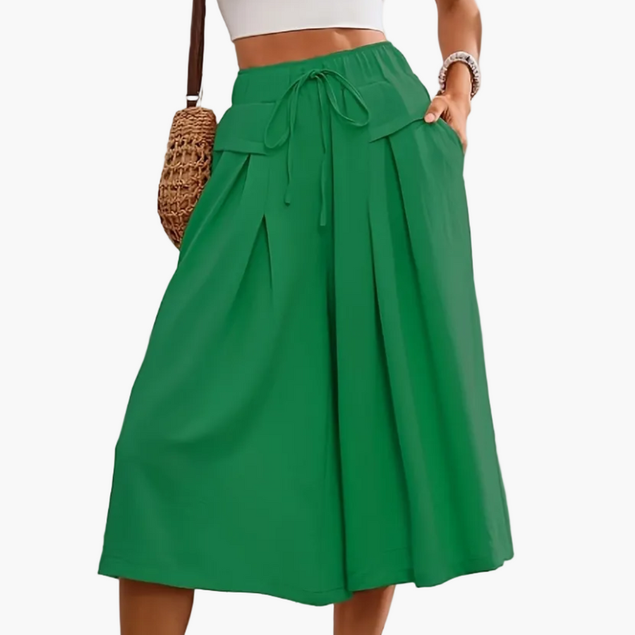 Damen Elegante Culotte Caprihose mit weitem Bein – Sommer Freizeitmode