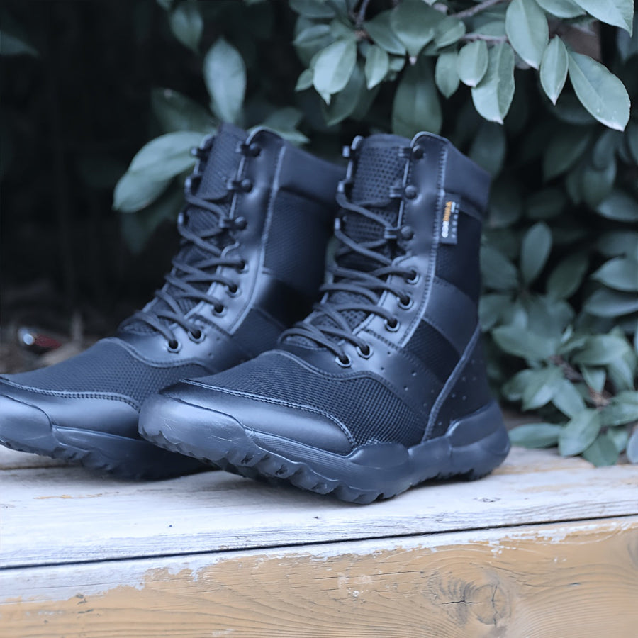 Stiefeletten Herren Schwarz Atmungsaktiv Schnürung Profilsohle