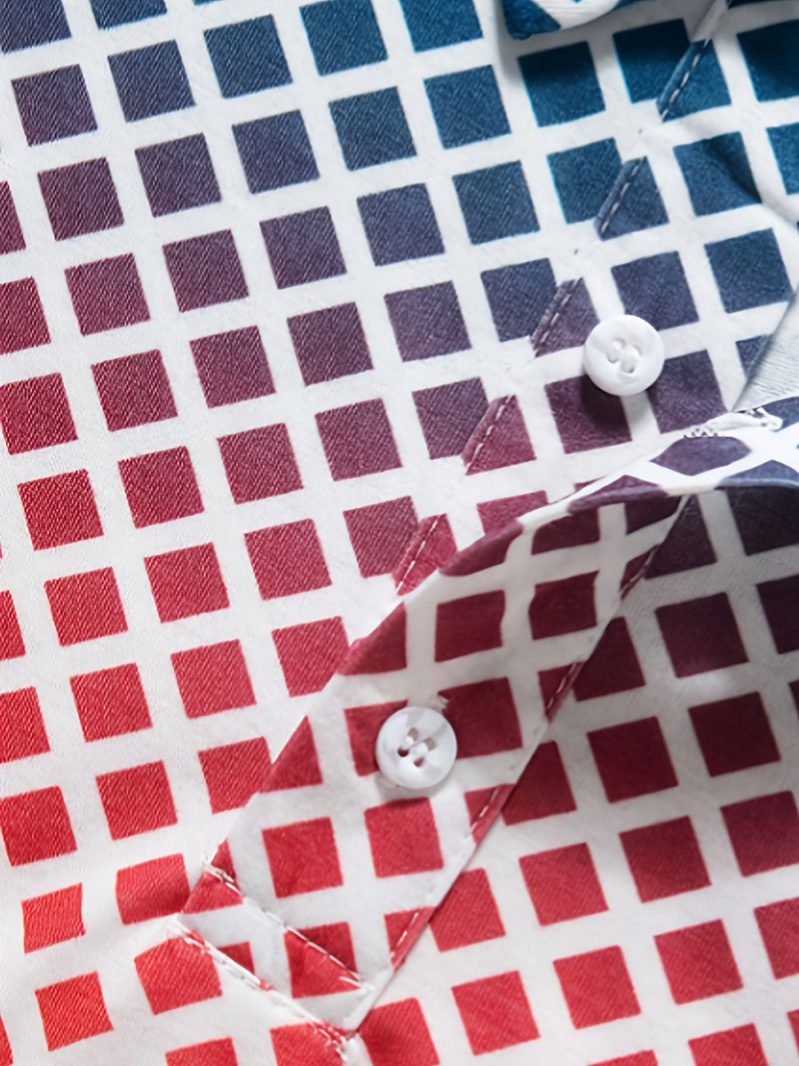 Herren Polohemd mit modernem Gittermuster – Stilvolles Freizeitshirt für Alltag und Sport