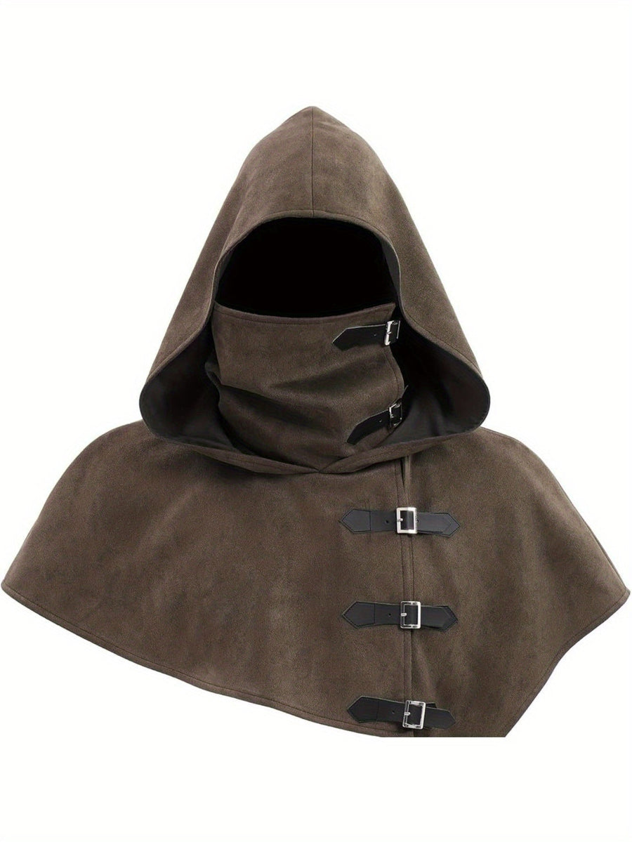 Kapuzencape mit Schnallen und Gesichtsbedeckung