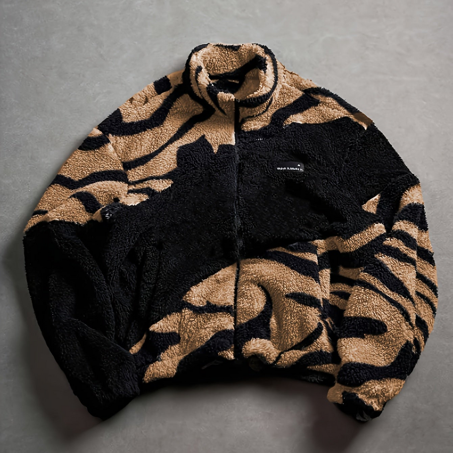 Fleecejacke mit Stehkragen und Reißverschluss, mehrfarbig