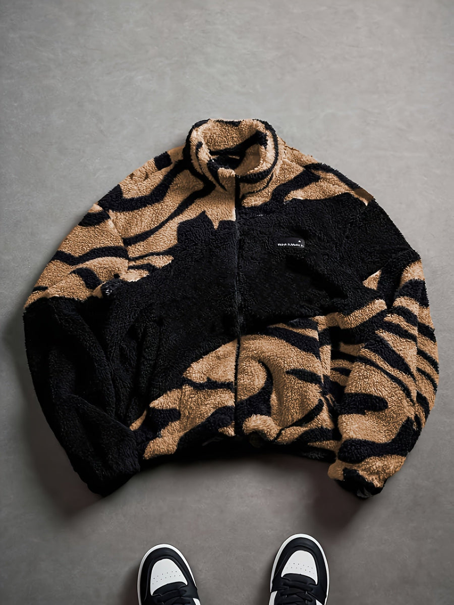 Fleecejacke mit Stehkragen und Reißverschluss, mehrfarbig