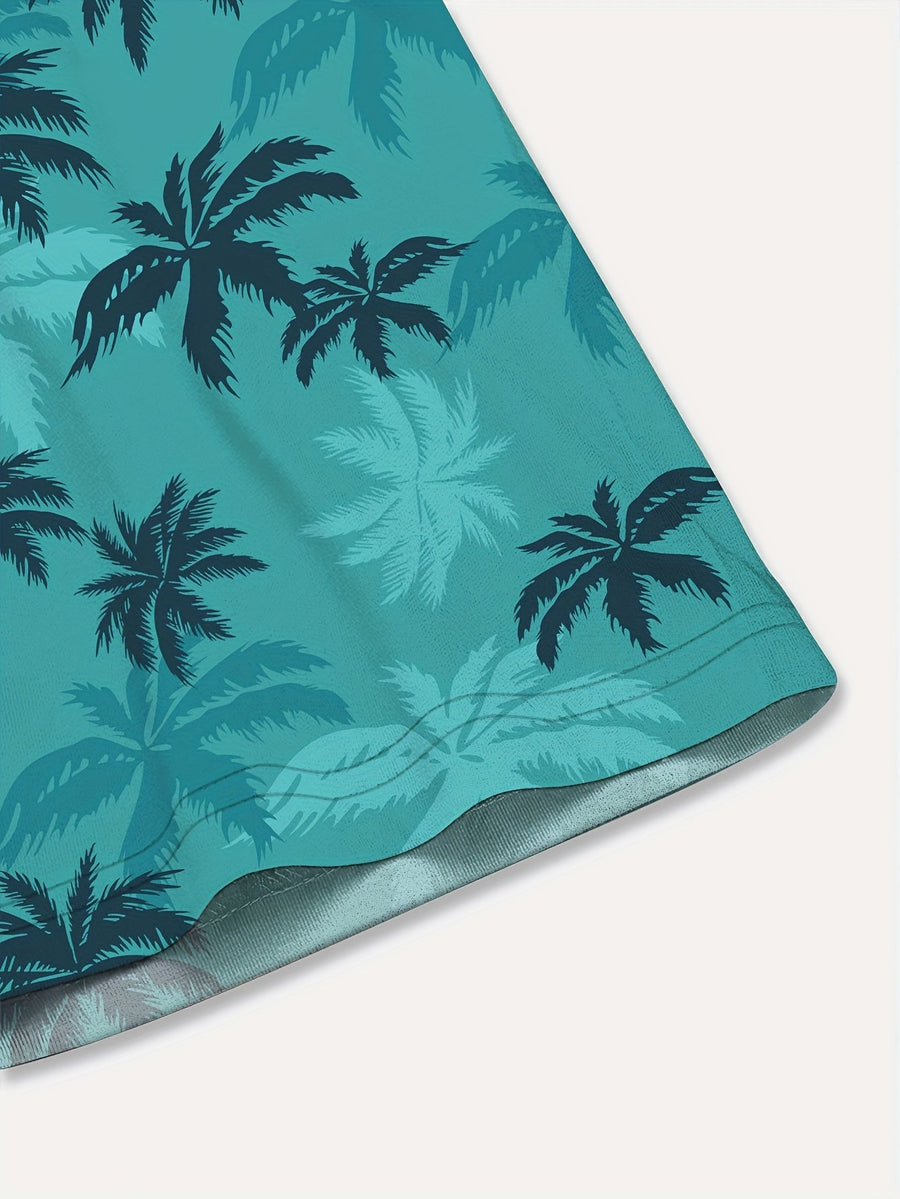 Herren Hawaiihemd Kurzarm – Sommerliches Freizeitshirt mit Palmenmuster für Urlaub & Strand