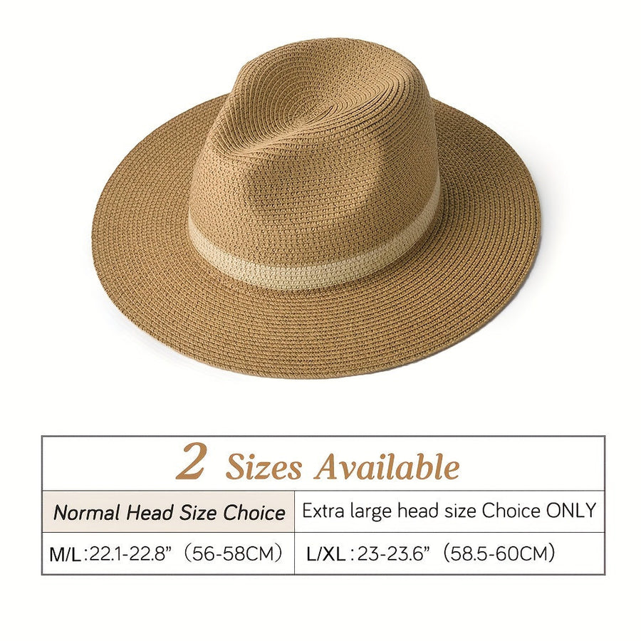 Unisex Strohhut mit breiter Krempe und farbigem Band