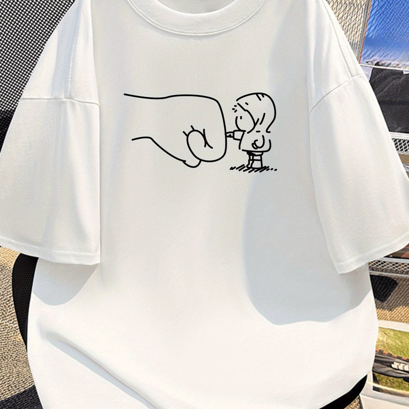 Herren Oversize T-Shirt mit lustigem Fistbump-Print – Urban Streetwear Style
