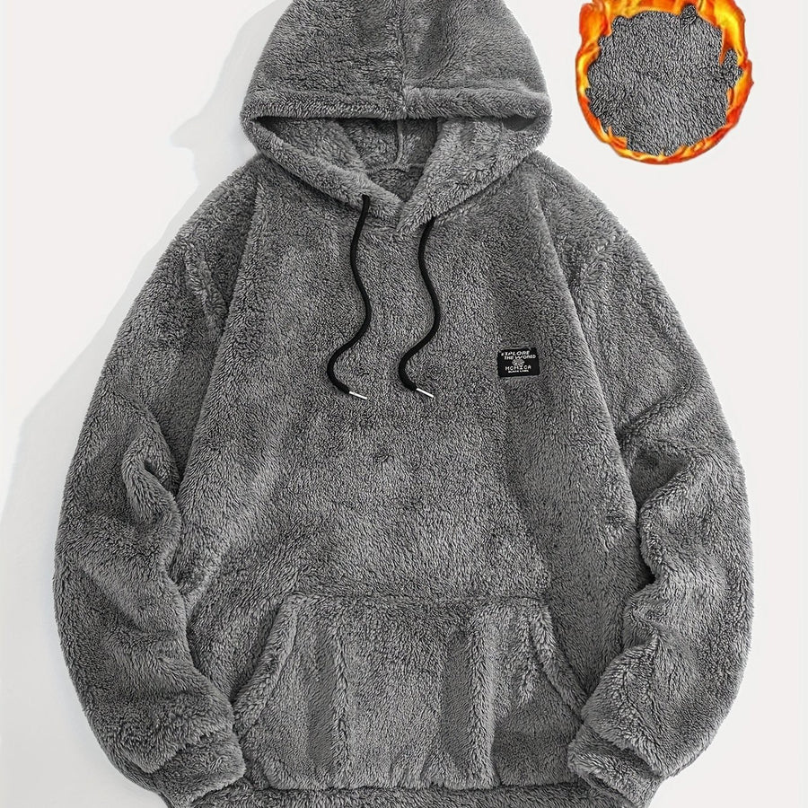 Unisex Teddy Hoodie Plüsch-Pullover mit Kapuze und Kängurutasche