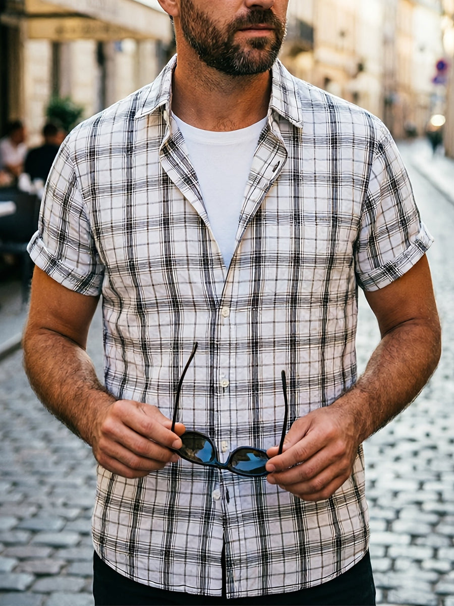 Herren Kurzarm Freizeithemd im Karo-Look – Lässiger Sommerstil für Alltag und Urlaub