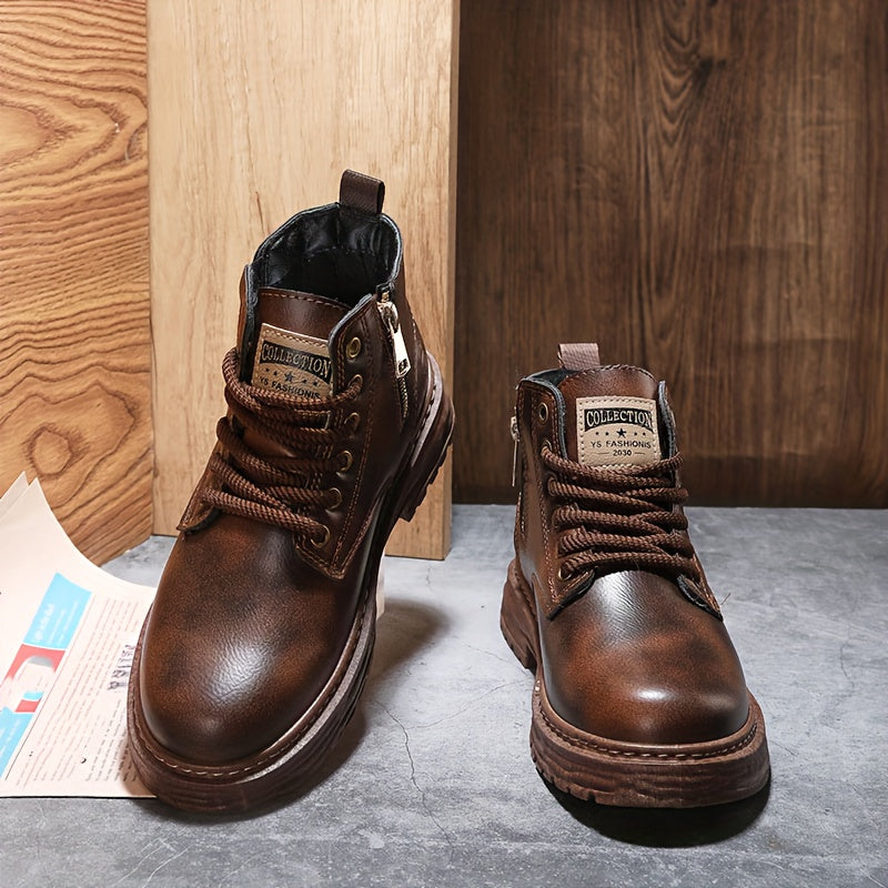 Herren Stiefeletten warm gefüttert Schnürstiefel Profilsohle